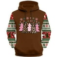 thumbnail image 4 of Plus Size Mens Christmas Hooded Xmas Tree Elk Print Color Block Long Sleeve Sweatshirt with Kangaroo Pocket, 4 of 4