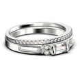 thumbnail image 2 of Classic Minimalist 1.50 Carat Baguette Cut Diamond Moissanite Engagement Ring, Split shank Wedding Ring in 925 Sterling Silver With 18k White Gold Plating,Promise Ring, Bridal Rings Set, 2 of 4