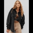 thumbnail image 4 of Chaqueta de Larga con Solapa Suelta para Mujer, Cárdigan Irregular con Bolsillo de Negro M, 4 of 6