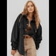 thumbnail image 4 of Chaqueta de Larga con Solapa Suelta para Mujer, Cárdigan Irregular con Bolsillo de Negro XXL, 4 of 6