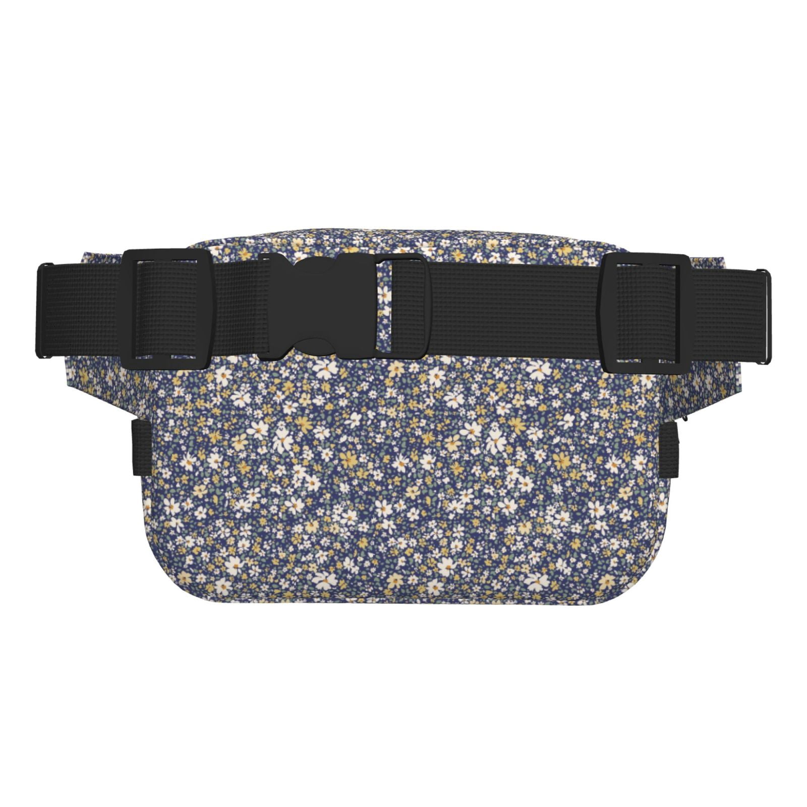 Picia Daisies Flowers Print Square Double-Layer Waist Bag Mini Adjustable Waist Belt Bag Exercise Running Travel Hiking