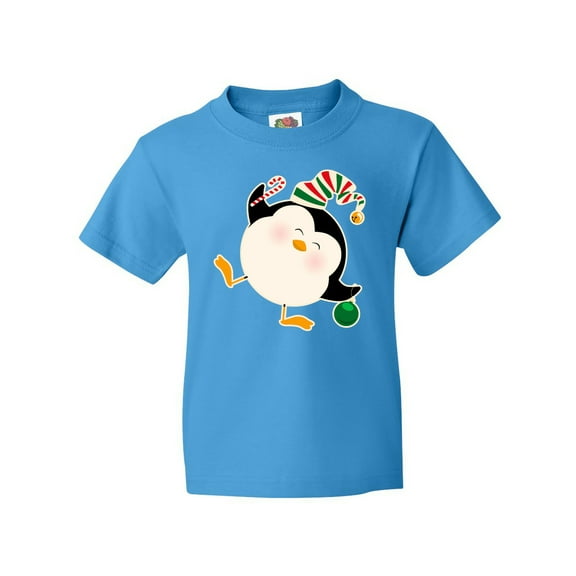 Inktastic Happy Christmas Penguin Youth T-Shirt