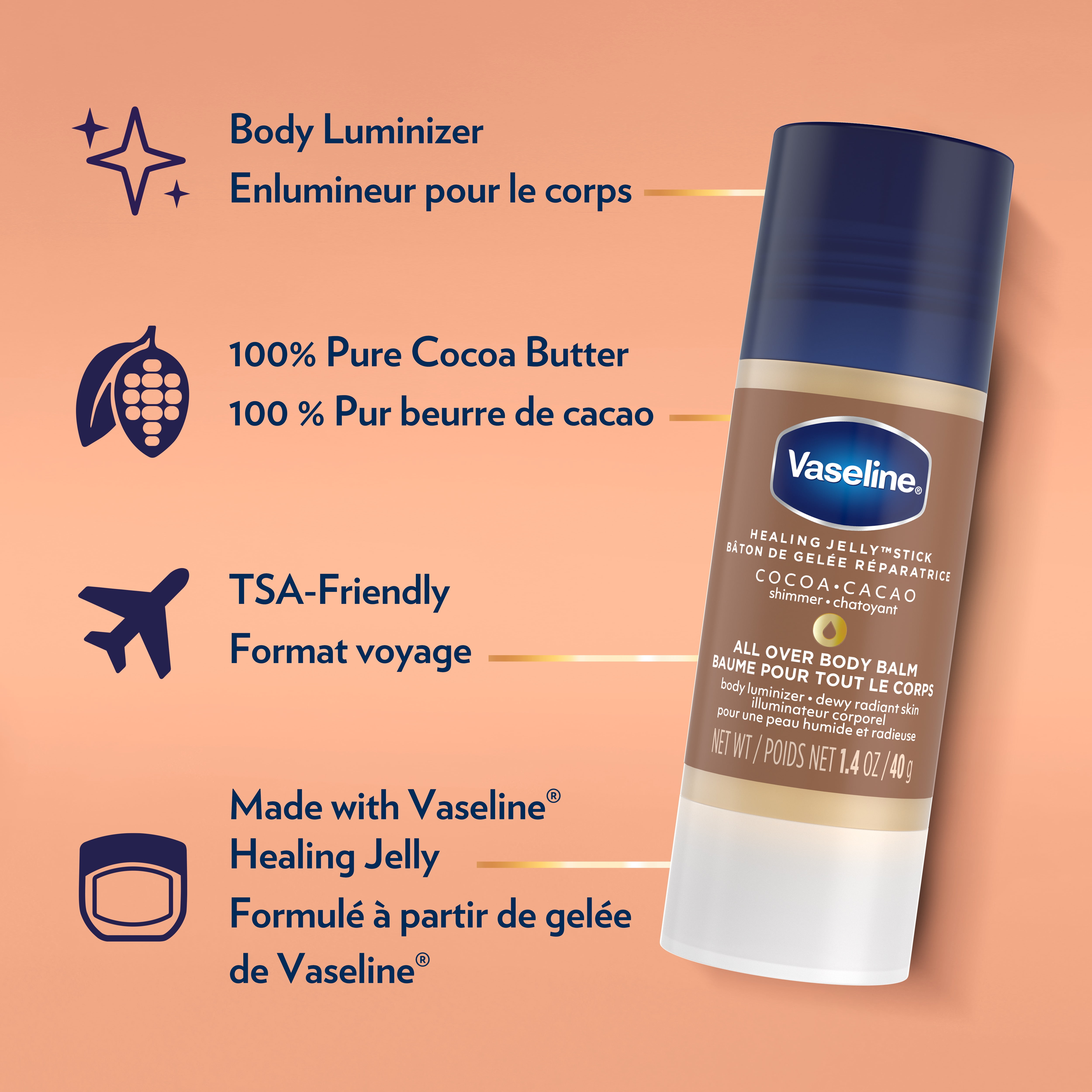 Vaseline Cocoa Shimmer Petroleum Jelly Body Balm Jelly Stick