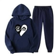thumbnail image 3 of 2PC Outfits Men Women Sportwear Tracksuits Long Sleeve Print Pullover Hoodies Sweatshirt And Sweatpants Fall Winter Casual Set with Pockets,Blue 2,S, 3 of 4