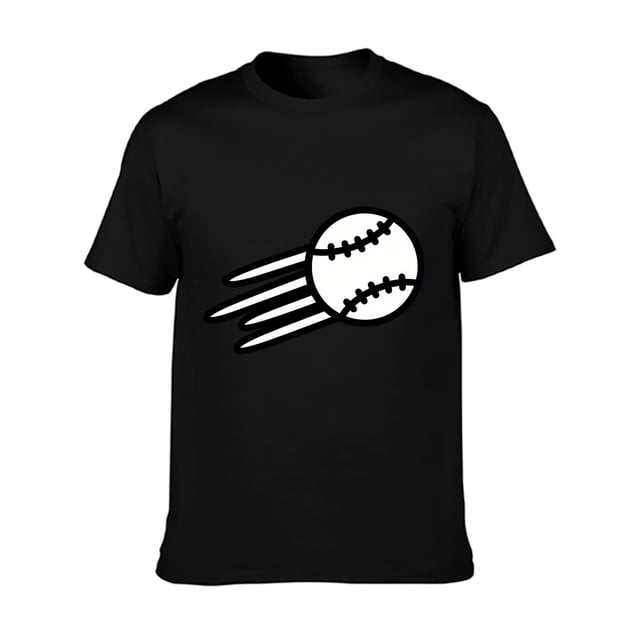 T-Shirt Graphique de Baseball Noir pour Homme - Col Rond 100 % Coton à Manches Courtes avec Motif Estampé à Chaud, Coupe Régulière Confort Toutes Saisons pour Tenue Décontractée et Sports, Style Sportif Lavable à la Machine