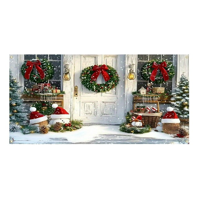 GUANGHONG Holiday Cheer Garage Festive Christmas Banner With Bright Colors Festive Design Perfect for Auto Enthusiasts Home Garages Easy Hanging Durable Material