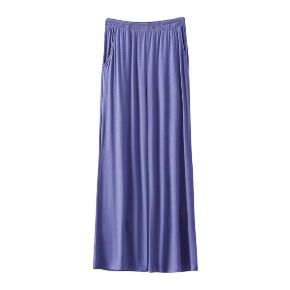 QUYUON Pants for Women High Waisted Thin Casual Pocket Loose Oversized Wide Leg Pants Wide Leg Pants for Women Long Pant Leg Length Jegging Pant Style N-6670 Blue 4XL