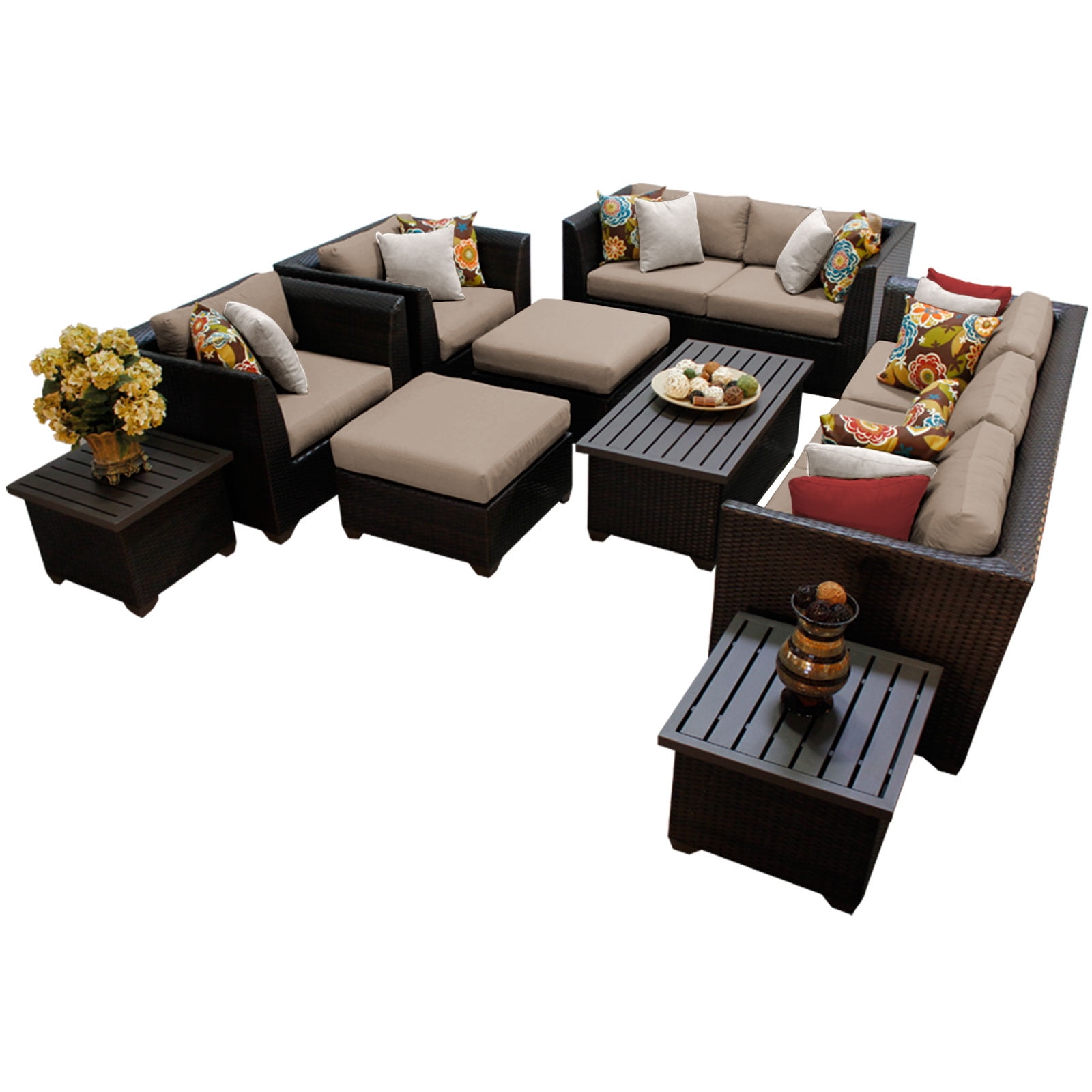 Bermuda 12 Piece Outdoor Wicker Patio Furniture Set 12d by TK Classics