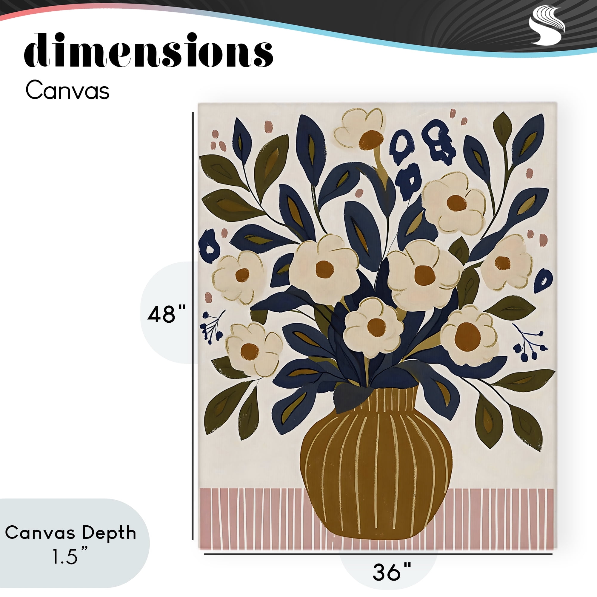 Stupell Industries Boho Floral Vase with Stripes Canvas Wall Art, design by Creative Studio