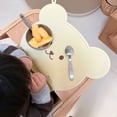 thumbnail image 2 of Cute Bear Shape Silicone Gel Placemat Heat Resistant Non-toxic Table Mat Waterproof Baby Chair Newborn Infant Meal Dinning Pad (Khaki), 2 of 7