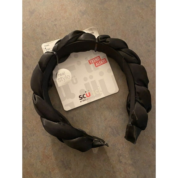 Scunci Real Style Trend Alert! Braided Satin Headband - Black
