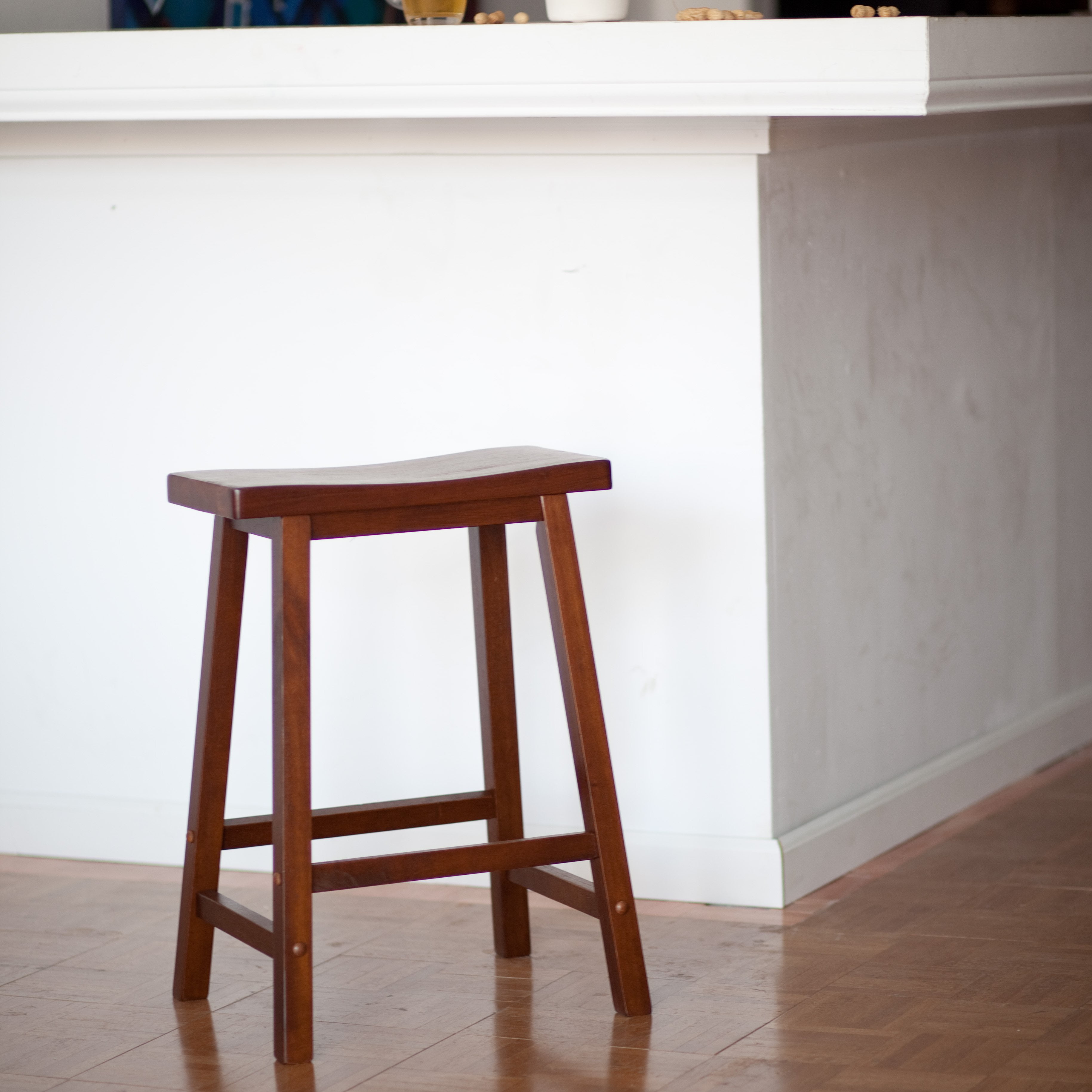 Winsome Saddle Seat 24 Inch Counter Stool Walnut Wood 94084