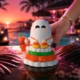 thumbnail image 4 of Summerween Whimsical Ghost Statue, Candy Corn Motif, With Themed Tumbler, Cute Decor for Tiered Trays, Desks and Mantels, 4 of 5