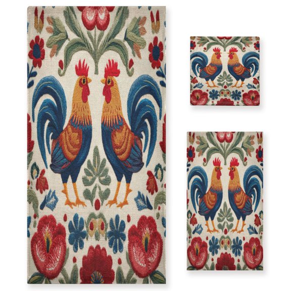 3 Piece Bath Towels Set Bath Towel, Hand Towel and Face Towel for Bathroom, Gym, Hotel Male and Female Chickens