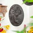 thumbnail image 4 of Sungmor Vintage Cast Iron Wall Art Decor, Oval-shaped Ornate Classical Woman Relief Plaque, Decorative Wall Ornament Antique Sculpture for Home or Garden, Rustic Black Finish, 4 of 8