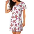 thumbnail image 2 of Fotbe Purple Mushroom Bata de Dormir para Mujer con Estampado, Camisón de Algodón de Manga Corta, Ropa de Dormir Casual, 2 of 6