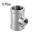 thumbnail image 3 of Accesorio de tubería en forma de T de acero inoxidable 304, 3/4 BSPT x 1/4 BSPT x 3/4 BSPT hembra, conector acoplador en forma de T 3pcs, 3 of 3