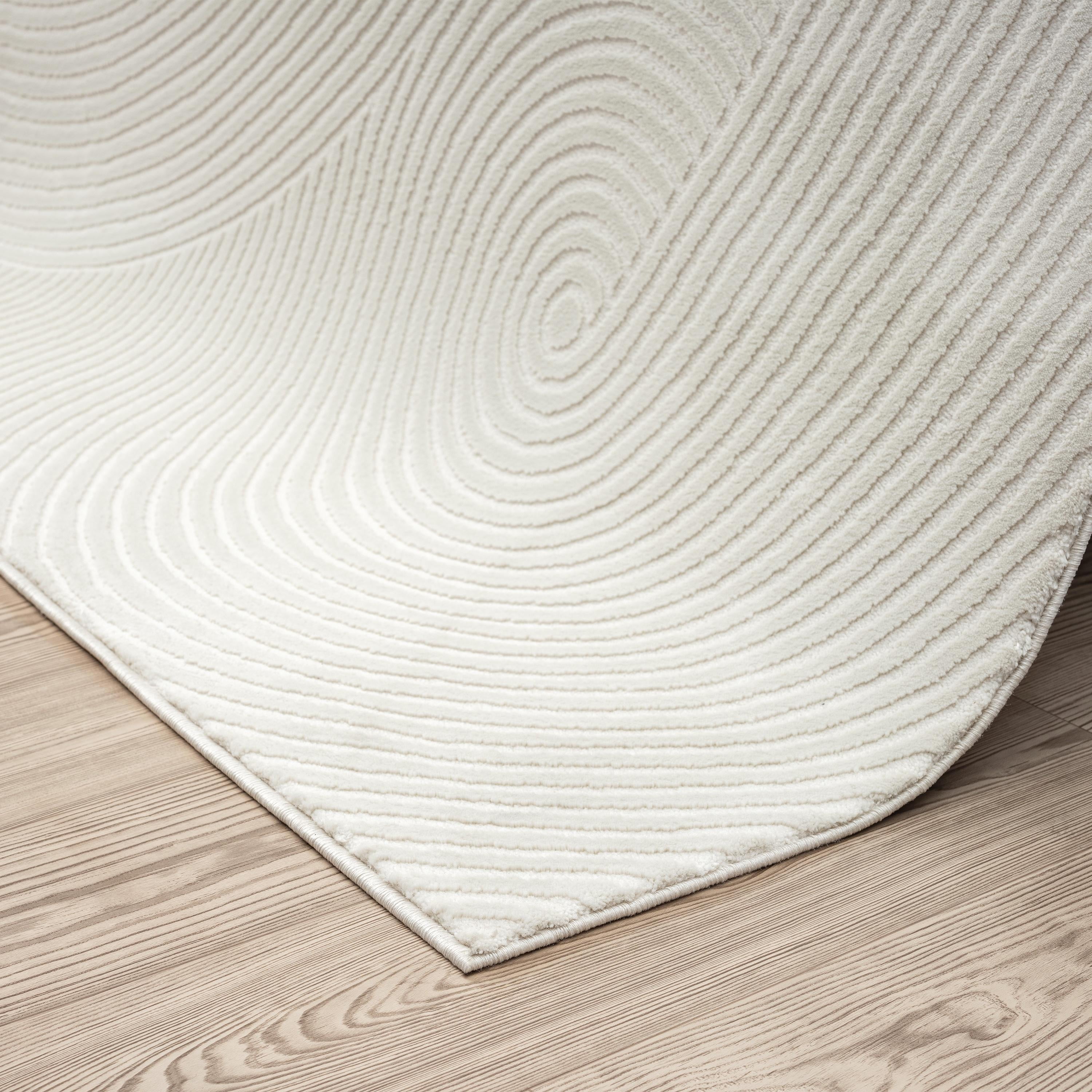 Abani Neutral Collection Area Rug Mid Century Modern Bedroom Living Room Decor Floor Rug 4 x 6 Cream