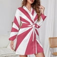 thumbnail image 3 of Aesthetic Heather Violet And White Sunburst Night Robe Long Sleeve V Neck Robe With Belt Women's Sleepwear Dresses, 3 of 9