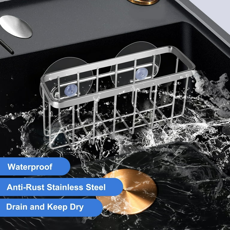 TSV Stainless Steel Sink Sponge Holder with Suction Cups photo 3