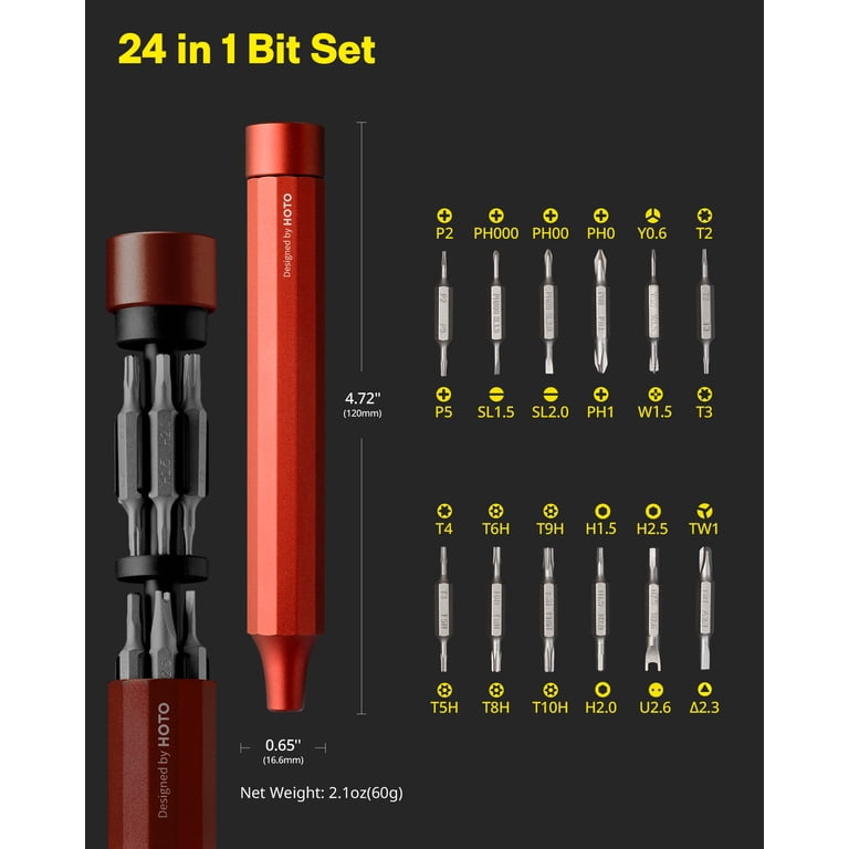 HOTO 24-in-1 Precision Screwdriver Pen, Red photo 8