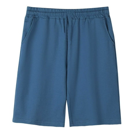 Maqroz Boys Athletic Sweat Shorts Jersey Knit Running Trunks Elastic Waist Soft Sports Activewear Bottoms with Pockets for Gym Training Blue 140