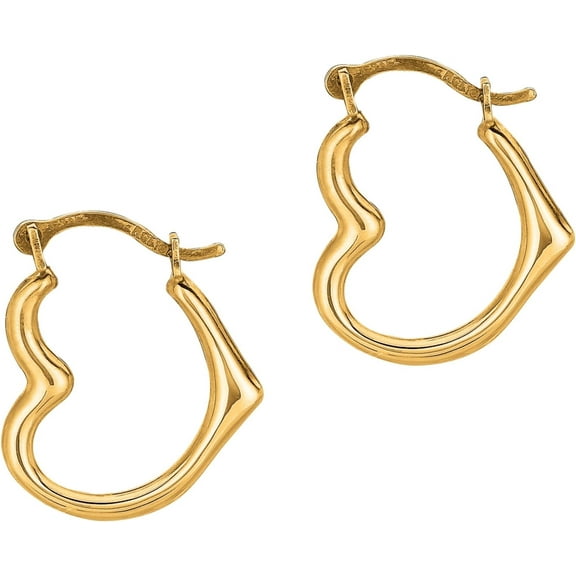 Floreo 10k Yellow Gold or White Gold 14mm Heart Hoop Earrings