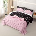 thumbnail image 3 of Erosebridal Pink Black Heart Bow Polka Dot Twin Quilt Set, Cute Twin Coverlet Set for Girls Teens, 2-Piece, 3 of 7