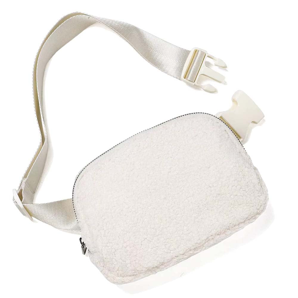 Women Belt Bag Mini Fleece Fanny Pack Travel Chest Bag with Adjustable ...