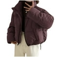 thumbnail image 2 of Titcea Puffer Jacket Womens Standing Collar Down Thickened Zip Up Drawstring Short Winter Coats with Pockets Warm Comfort Jackets, 2 of 6