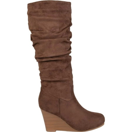 journee collection womens hana wide calf slouch wedge heel boots