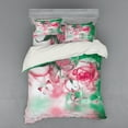 thumbnail image 2 of Ambesonne Floral Bedding Set 3 Pcs, Rose Petals Butterfly, Twin, Jade Green Pale Pink, 2 of 3