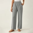 thumbnail image 4 of Aofany Womens Pull on Pants Elastic Waist Solid Color Slacks Casual Straight-Leg Trouser with Pockets, 4 of 5