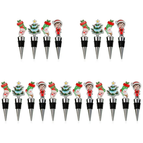 BERTDOMD 20 Pcs Christmas Wine Bottle Stoppers Reusable Xmas Party Bottle Cork Wine Plug Mixed Style