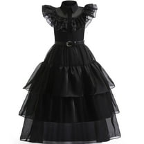 Kids Black Tulle Dress Girls School Dance Party Costume
