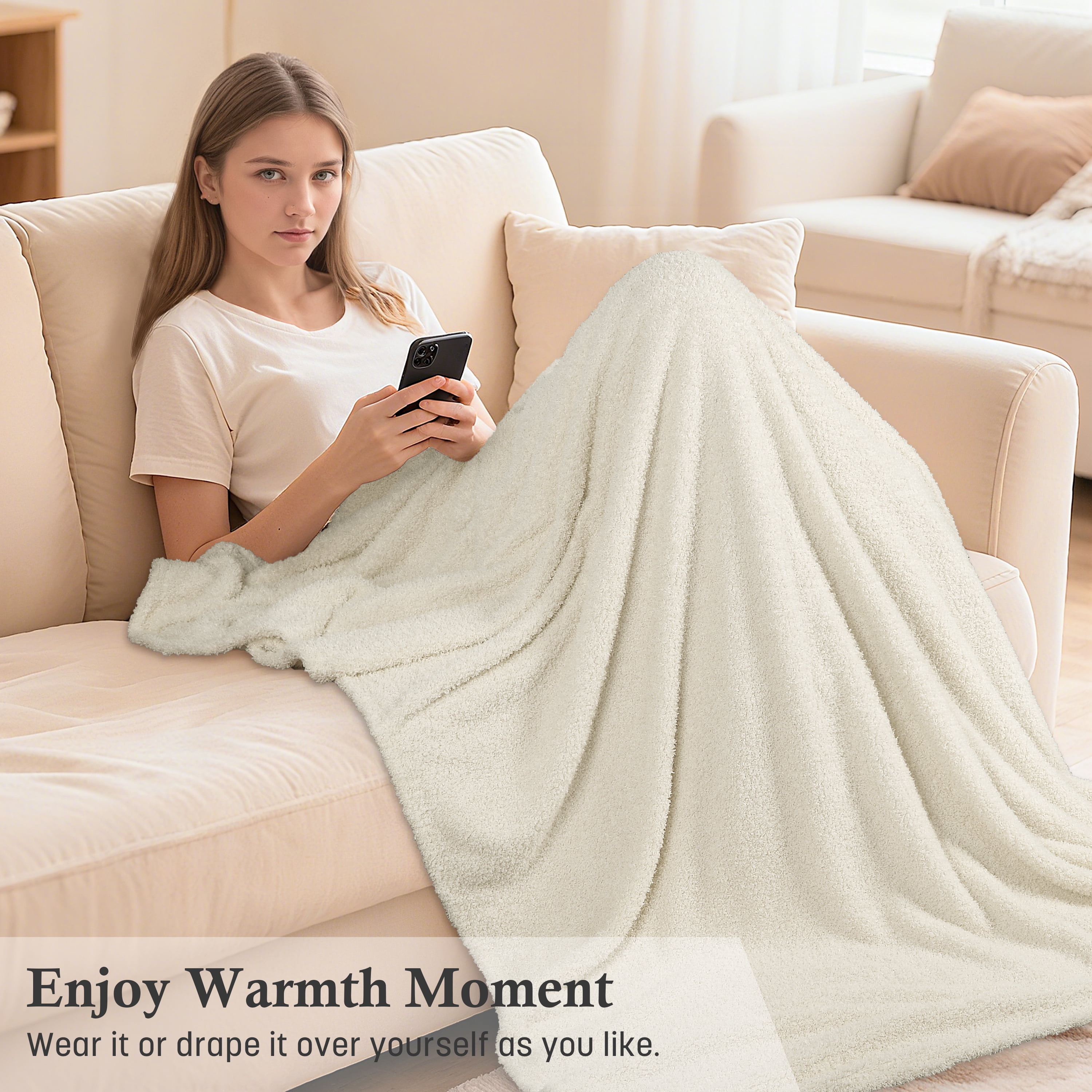 Catalonia Hooded Wearable Blanket Poncho for Adults, Lightweight Fleece Cape with Hand Pockets, Cozy Plush Throw Wrap for Women, Perfect for Lounging, Gifts Ideas