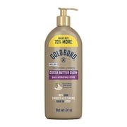 Gold Bond Cocoa Butter Glow Daily Hydrating Lotion with Cocoa Shea Butter and Coconut Oil, Exfoliating and Moisturizing Lotion for Dry Skin, 24 oz