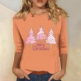 thumbnail image 2 of asdoklhq Christmas Turtleneck Sweater Women's Christmas Printed Round Neck 3/4 Sleeve T-shirt Loose Top Long Sleeve Round Neck Top/Shirt Orange 3X, 2 of 5