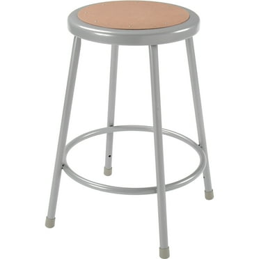 Interion 24""H Steel Work Stool with Hardboard Seat - Backless - Gray - Pack of