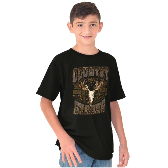 Country Western Born N Raised Skull Crewneck T Shirts Boy Girl Teen Brisco Brands XS