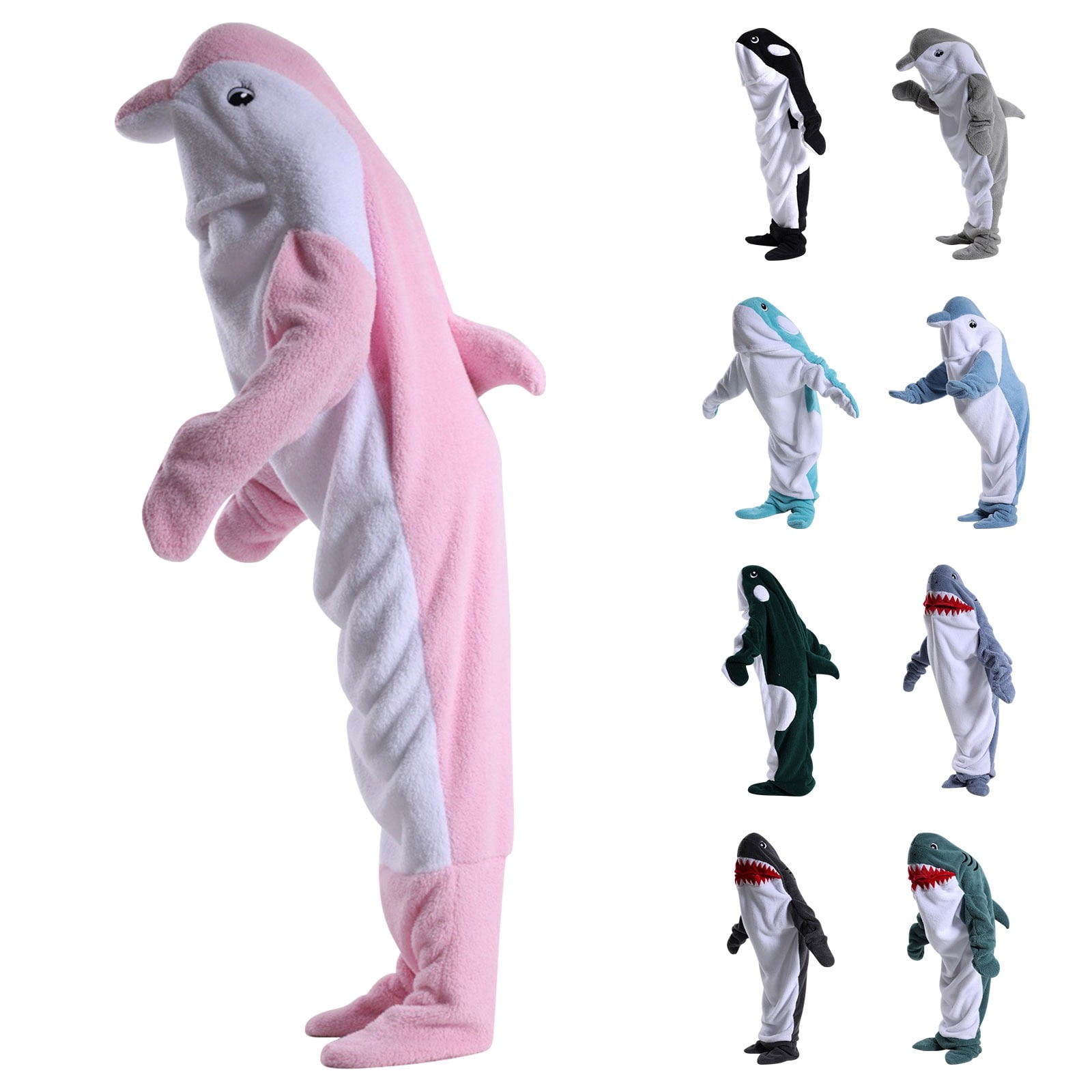 SHENGSI Kids Shark Whale Flannel Sleeping Bag Onesie, Blanket Hoodie Unisex Wearable Hoodie Blanket Soft Cozy Flannel Hoodie Cute for Children