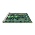 thumbnail image 2 of Ahgly Company Machine Washable Indoor Round Abstract Turquoise Blue Modern Area Rugs, 6' Round, 2 of 4