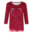 thumbnail image 4 of Valentines Day Shirts Women Plus Size Cute Striped 3/4 Sleeve Shirt Crewneck Tops Nautical Tshirts, 4 of 5