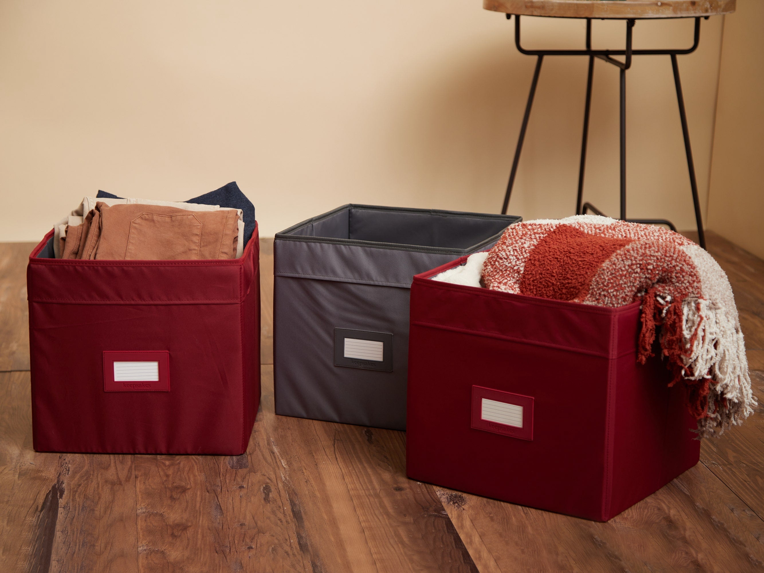 Covermates Keepsakes - Cube Storage Bin - Heavy Duty Material - ID Window - Pull Handles - Indoor Storage, Graphite