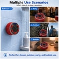 thumbnail image 6 of STARBIAO IPX7 Waterproof Shower Bluetooth Speaker, Portable Wireless Speaker with Suction Cup, Bluetooth 5.3, LED Clock, RGB Light, FM Radio, TWS Pairing, 360° Sound, Red, 6 of 11