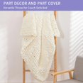 thumbnail image 4 of Chunky Knit Blanket Throw x Hand Knitted Chenille Throw Blanket Small Soft Thick Yarn Cable Knit Blanket Cute Rope Knot Crochet Throw Blankets for Couch Bed Sofa (Light ), 4 of 7