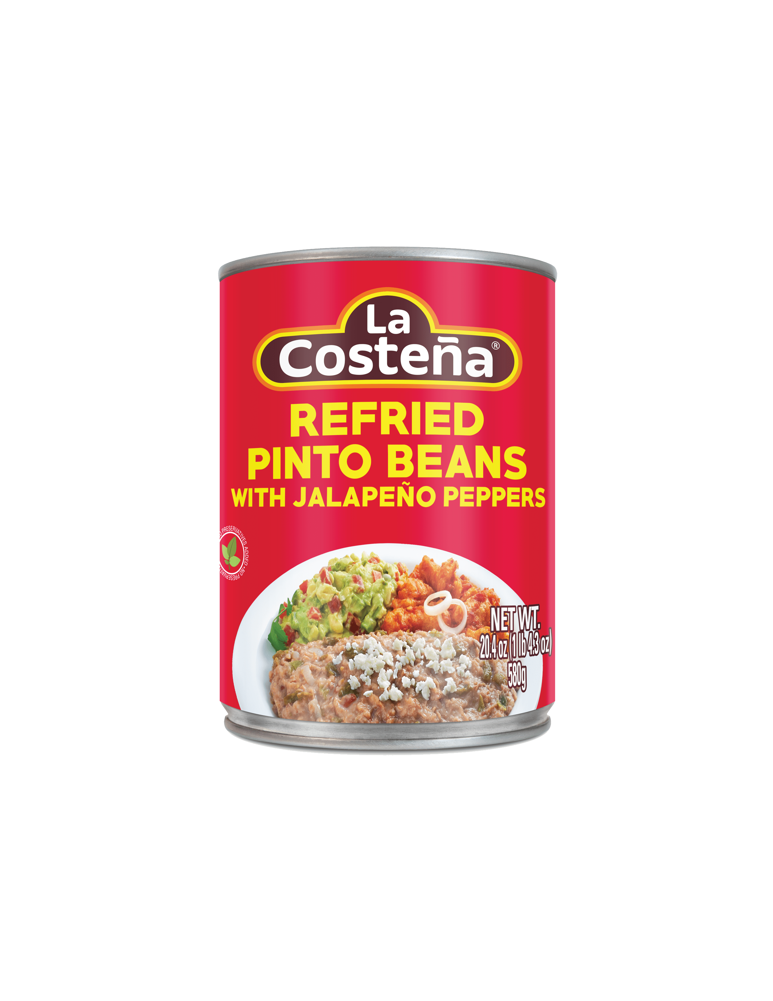 (12 pack) La Costeña Canned Refried Pinto Beans with Jalapeno Pepper, 20.5 oz