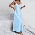 thumbnail image 7 of Paiwinds Women's 2026 Summer Solid Color V Neck Sleeveless Slit Suspender Nightgown, 7 of 7