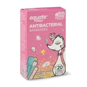 (4 pack) (4 Pack) Equate Kids Antibacterial Bandages, Assorted Sizes, 20 count