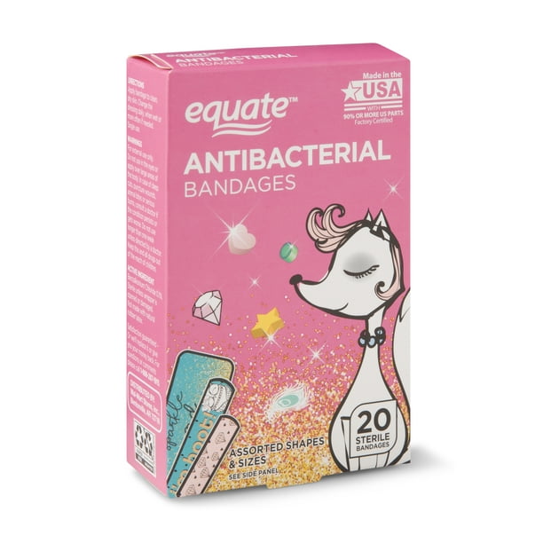 Equate Kids Antibacterial Bandages, Assorted Sizes, 20 count Walmart